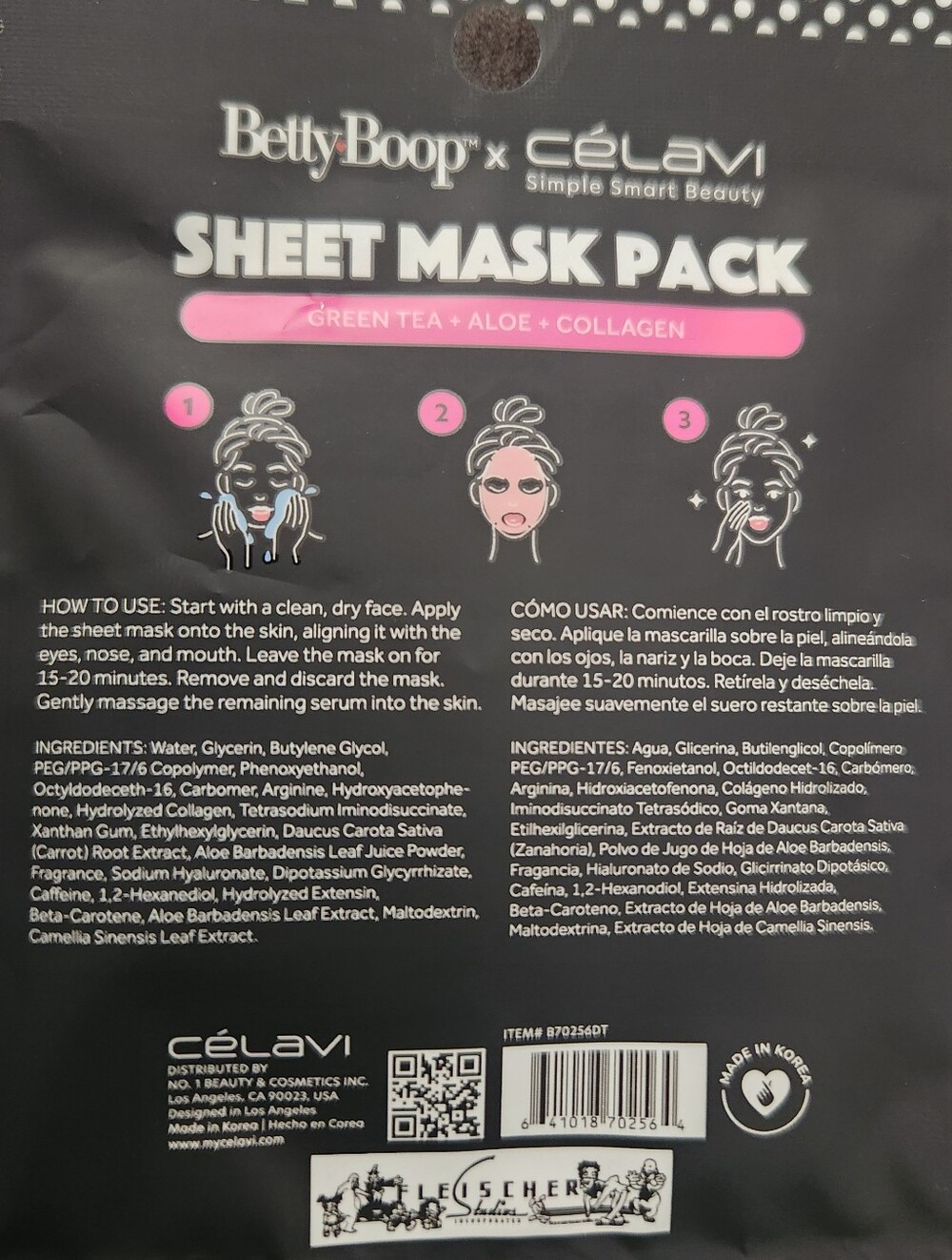 Betty Boop x Celavi Sheet Mask Bundle- 3 packs New - Picture 3 of 4
